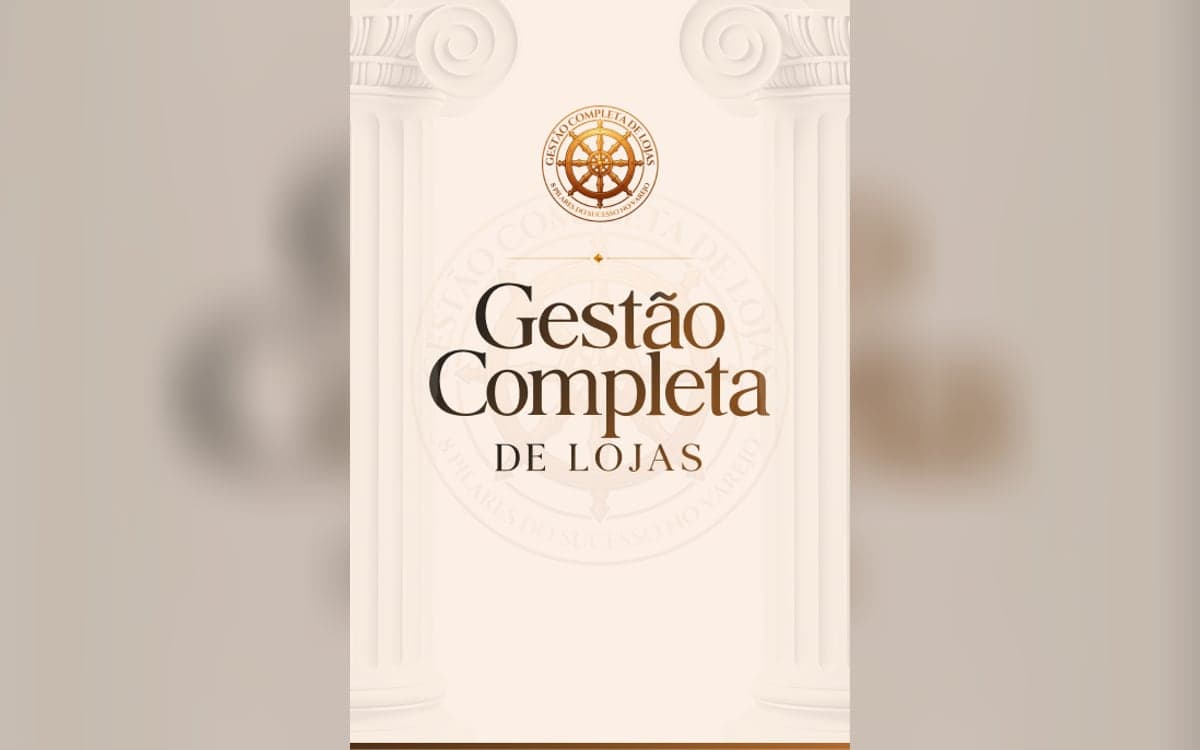 Capa da Gestão Completa de Lojas, com o selo dos 8 pilares do sucesso no varejo entre colunas